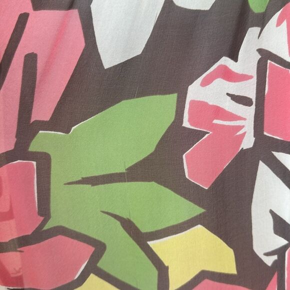 VTG MILLY OF NEW YORK 100% Silk Halter Drop Waist Dress Pink/Green Y2K Size 0 - Picture 5 of 11